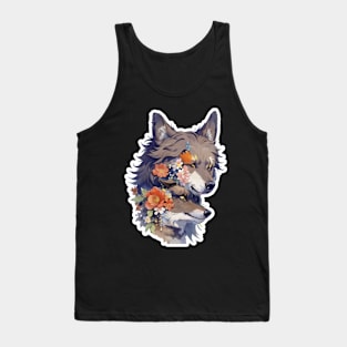 Lone Wolf With Flowers Tank Top